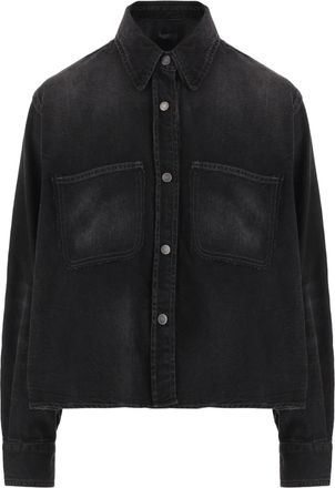 Haikure Black Denim Shirt with Classic Collar