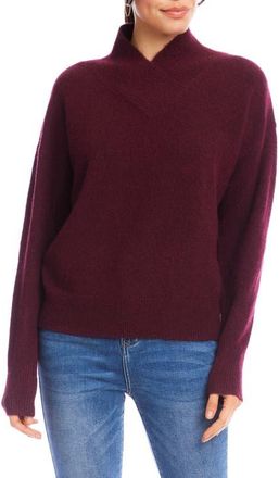 Karen Kane Crossover Collar Sweater in Wine at Nordstrom, Size X-Small P