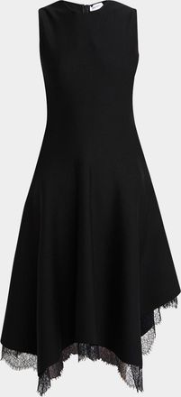 Alexander McQueen Asymmetric Lace Hem Sleeveless Midi Dress