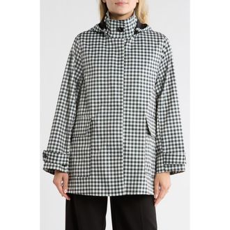 Bernardo Recycled Polyester Rain Coat in Black/white at Nordstrom Rack, Size X-Large