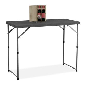 Relaxdays Relaxdays - Mesa De Jard&iacute;n Plegable, 74x120x60 Cm, Pl&aacute;stico, Acero, Altura Ajustable, 6 Personas, Camping, Exterior, Gris
