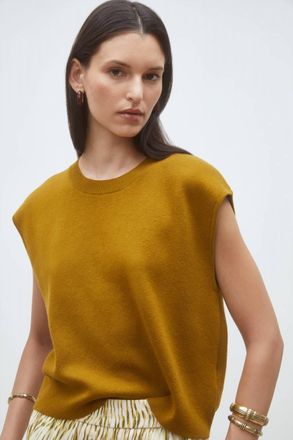 Suncoo Plama Plain Sleeveless Jumper In Olive