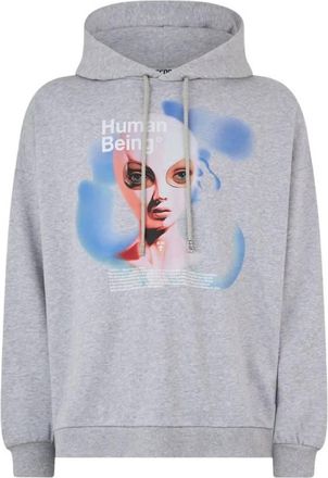 GCDS Human Being Printed Cotton Hoodie, Size Medium
