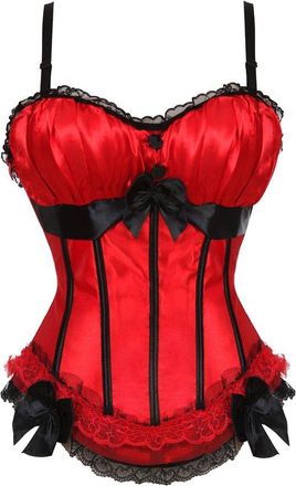 Grebrafan Womens Vintage Padded Cup Straps Tank Bustier Corsets (UK(12-14) XL, Red)