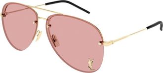 Saint Laurent Classic 11 M Zonnebril - Dames - Zonnebrillen - Geel - 59 MM - Nylon - Accessoires