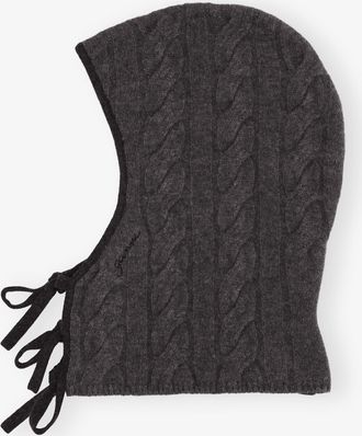 Ganni Mixed Grey and Black Cashmere Mix Balaclava