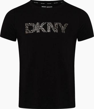 DKNY Womens Satin Embroidered Blouse - Satin Embroidered T - Shirt - Black - Size: 18/16