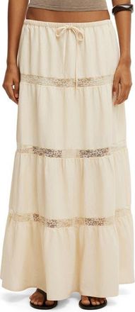 Cotton On Womens Haven Multi Tiered Maxi Skirt in Honey Cream Lace at Nordstrom, Size 10