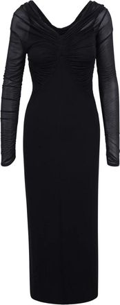Max Mara Locri Draped Jersey Long Dress - Dames - Casual kleedjes - Zwart - L - Tule - Kleedjes