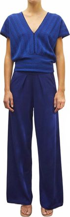 Molli Ciao Fluid Knit Pants In Blue Faience