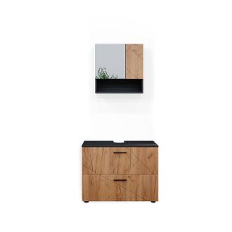 Vicco Conjunto De Muebles De Ba&ntilde;o Irma, Oro Power Roble/antracita, 2 Piezas, Vicco