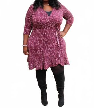 Gilli Marley Faux Wrap Dress - Plus In Wine