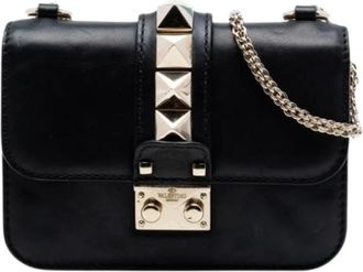 Valentino Pre-owned Rockstud Glam Lock Crossbody Tas - Dames - Vintage Schoudertas - Zwart - ONE Size - Leer - Vintage