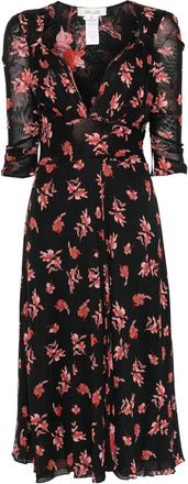 Diane Von F&uuml;rstenberg Carmen Floral-print Ruched-sleeve Midi Dress