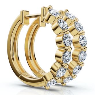 Pompeii3 1Ct 6-Stone Diamond Hoops 10k Gold Lab Grown