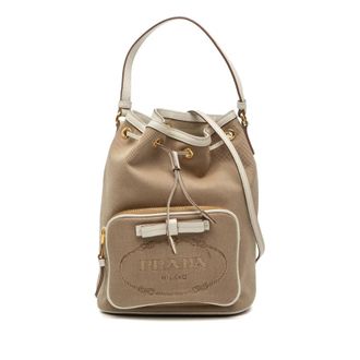 Prada Pre-owned Prada Canvas Canapa Logo Bow Drawstring Bucket Bag Ladies JC15A0YXAQ8RE73X