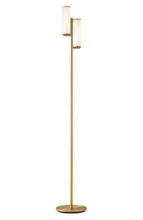 Brightech Gemini 64 Industrial LED Standing Floor Lamp with Glass Cylinder Shades, 3-Way Dimming in Brass at Nordstrom
