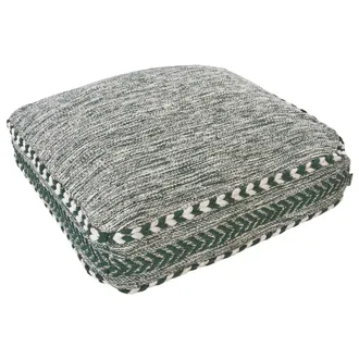 Beliani Puf De Algod&oacute;n Verde Blanco 60 X 60 Cm Coj&iacute;n Para El Piso Patr&oacute;n Geom&eacute;trico Boho Moderno Birch