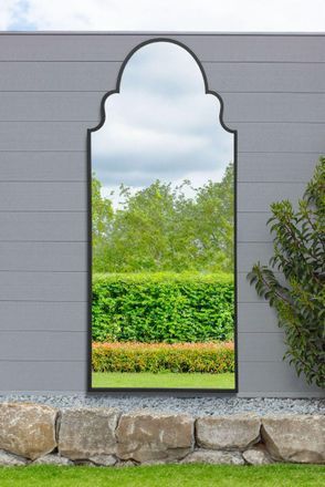 MirrorOutlet Black Framed Arched Leaner/Wall Garden Mirror 79 x 33 (200x85CM) | Size: 1 Pack