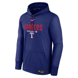 Nike Mens Texas Rangers Authentic Collection Nike Therma MLB Pullover Hoodie in Blue | NAC3198NTER-RMG
