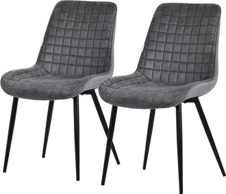 ML Design Set 2x Sillas De Comedor Antracita Con Respaldo, Asiento Ergon&oacute;mico Acolchado Tapizado De Terciopelo Con Patas De Metal Sill&oacute;n De Dise&ntilde;o Moderno Para 