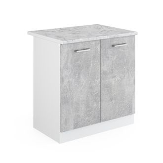 Vicco Mueble Bajo Para El Fregadero R-line, Hormig&oacute;n, 80 Cm Con Puertas, Con Encimera Vicco