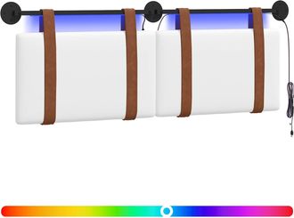 vidaXL Cabecero Colgante Con Luz Led Blanco Pu Antiguo Vidaxl