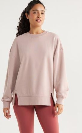 Zella Ultracozy Fleece Relaxed Sweatshirt in Pink Fawn at Nordstrom Rack, Size X-Large