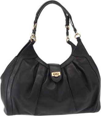 Ferragamo Pre-owned Shoulder Bags, female, Black, Size: ONE SIZE Pre-owned Leather Shoulder Bag