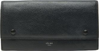 Celine Black Leather Long Wallet (Tri-Fold) (Pre-Owned)