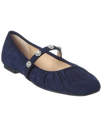 Stuart Weitzman Justina Suede Mary Jane Ballet Flat