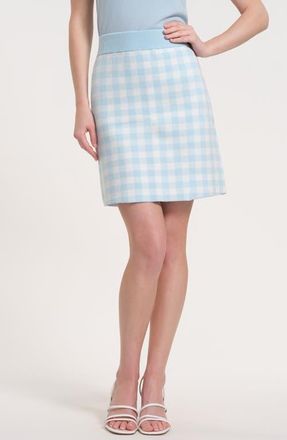 Isaac Mizrahi New York Gingham Sweater Skirt in Blue Multi at Nordstrom, Size X-Small