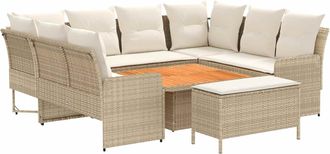 vidaXL Juegos De Muebles 7 Uds. Beige Y Crema Rat&aacute;n Sint&eacute;tico Vidaxl