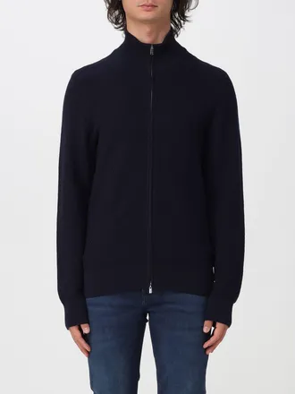 HUGO BOSS Cardigan in pura lana con collo a dolcevita e chiusura full zip