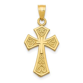 Diamond2Deal 14k Yellow Gold Reversible Passion Cross Pendant