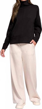 Tribal Techno Lux Drop Shoulder Funnel Neck Top In Black