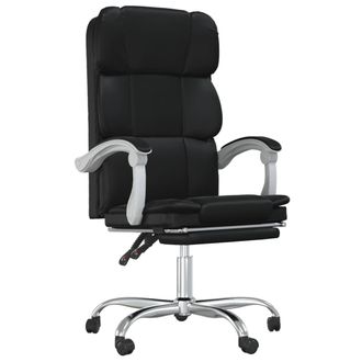 vidaXL Silla De Oficina Reclinable Cuero Sint&eacute;tico Negro Vidaxl