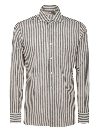 Borriello striped cotton shirt - men - Cotton - 41 - Brown