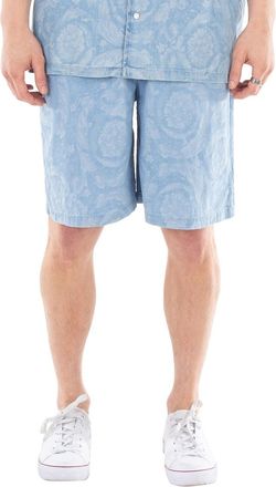 Versace Barocco Pattern Chambray Shorts