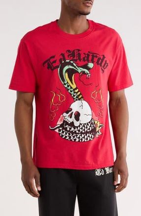Ed Hardy Rhinestone Cobra Skull Graphic T-Shirt in Red at Nordstrom Rack, Size Xx-Large