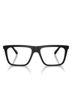 Emporio Armani 56mm Clip-On Style Square Sunglasses in Matte Black /Clear at Nordstrom