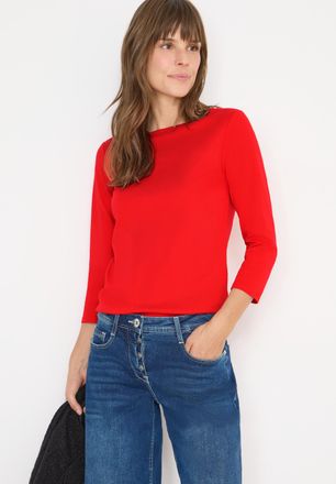 Cecil 3/4-Arm-Shirt CECIL, Damen, Gr. XS (36), pumkin orange, Jersey, Obermaterial: 100% Baumwolle, unifarben, regular fit h&uuml;ftbedeckend, U-Boot-Ausschnitt,