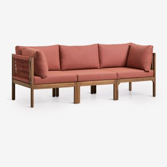 Sklum Sof&aacute; Modular De Jard&iacute;n De 3 Piezas Con Reposabrazos En Madera De Acacia Branson Sklum