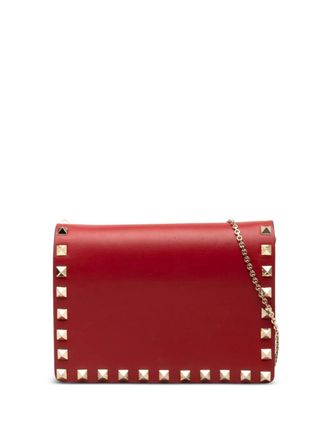 Valentino Garavani 2000-2017 Leather Rockstud Chain Pouch crossbody bag - women - Calf Leather/Leather - One Size - Red