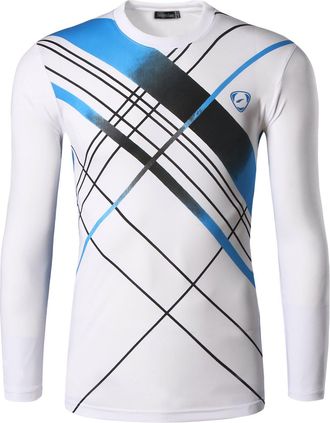 Jeansian Mens Casual Long Sleeves T-Shirts Wicking Running Sport Tee Shirt Top LA196 White M