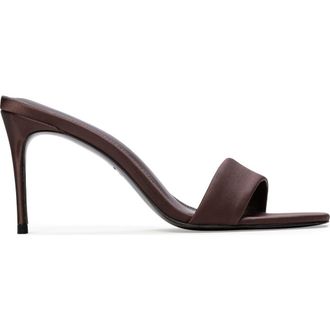 Black Suede Studio Naomi 80 Mule in Cacao Satin at Nordstrom, Size 38.5