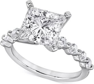 Pompeii3 3Ct Princess Cut Diamond Engagement Ring 14k White Gold Lab Grown