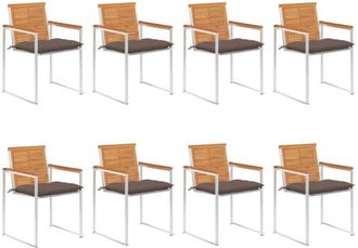 vidaXL Vidaxl - Sillas De Jard&iacute;n Y Cojines 8 Unidades Madera Maciza De Acacia