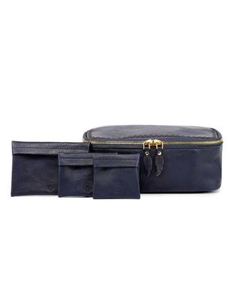 OLD TREND Celosia Genuine Leather Rectangular Jewelry Case in Navy at Nordstrom