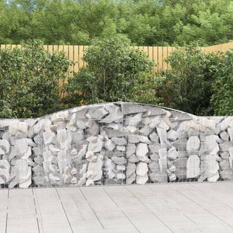 Berkfield Home Arched Gabion Baskets 8 pcs 400x30x100/120 cm Galvanised Iron in Silver